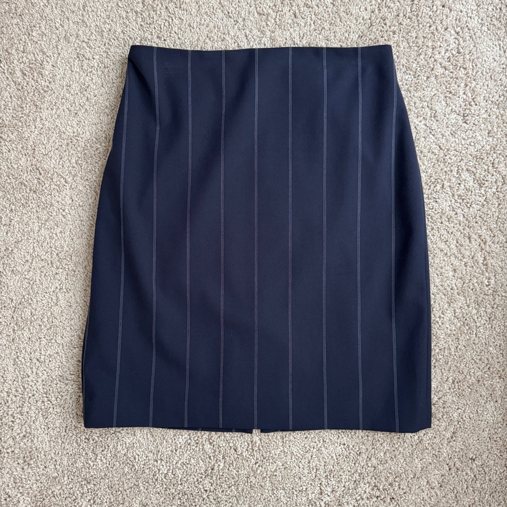 Express Navy Midi Pinstripe Pencil Skirt